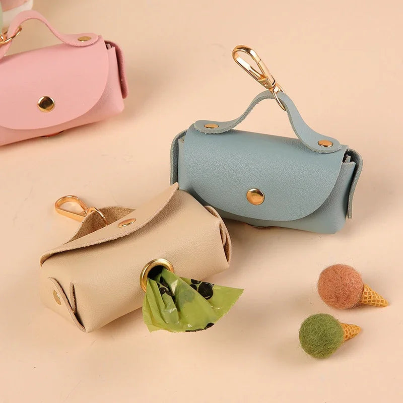 Portable Leather Dog Poop Bag Holder – Stylish Dispenser for Pet Waste Bags
