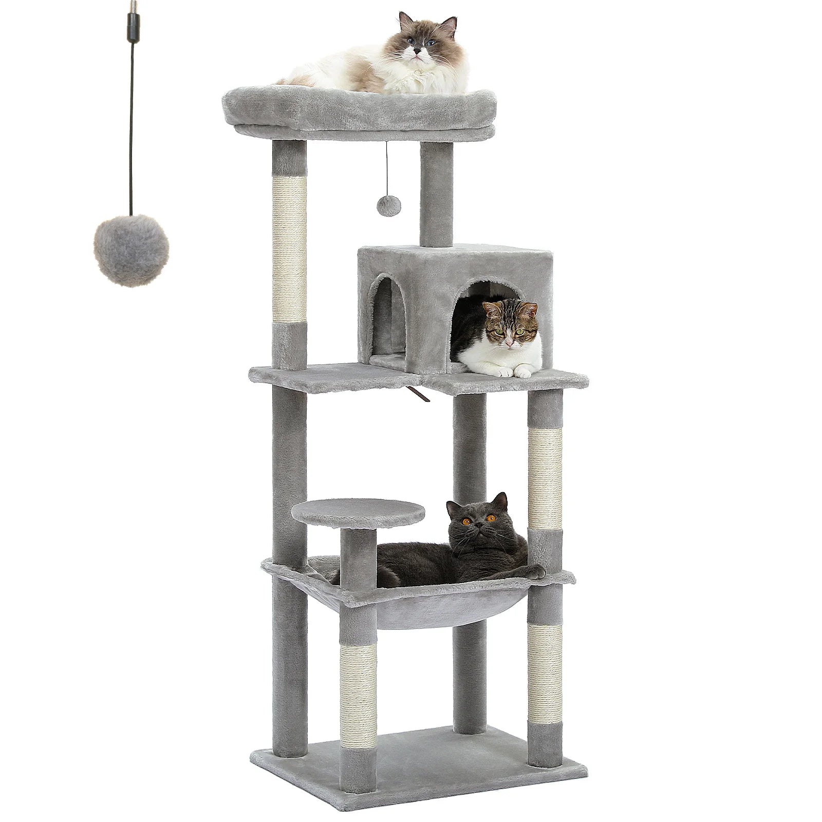 5-Level Cat Tree Tower for Large Cats with Hammock, Condo & Scratching Posts