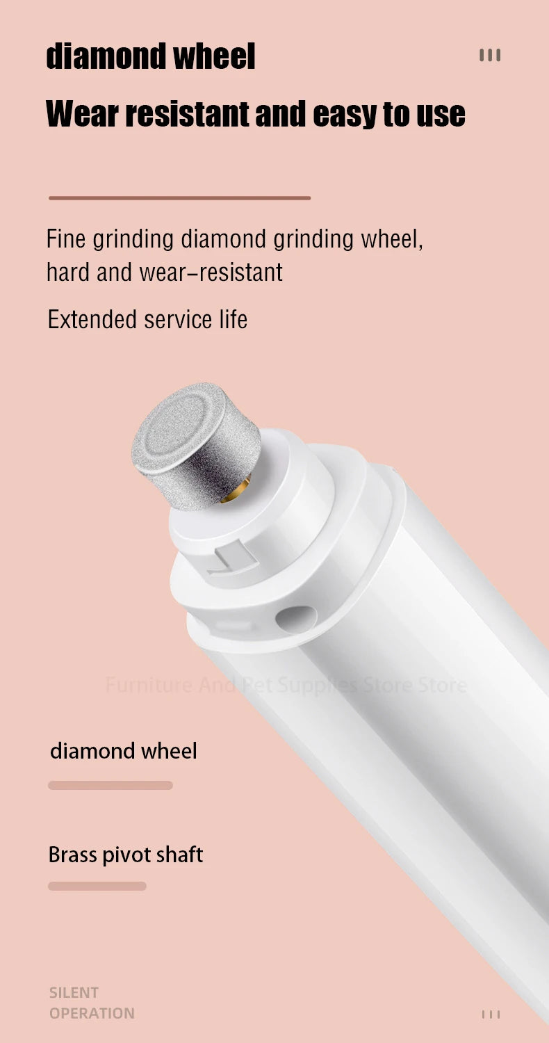 USB Rechargeable Pet Nail Clipper with Polisher Wheel