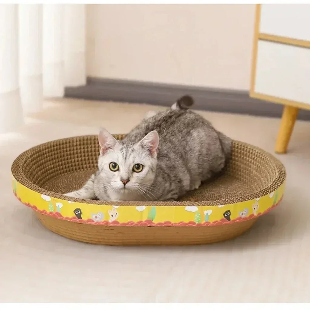 Oval Cat Scratching Board – Corrugated Paper Claw Toy & Furniture Protector