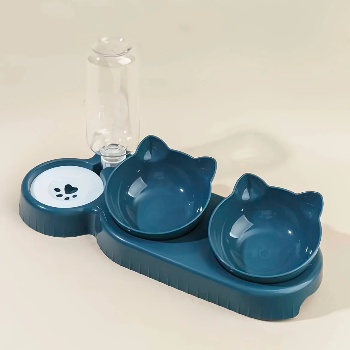 3-in-1 Tilted Pet Bowl Set with Gravity Water Feeder
