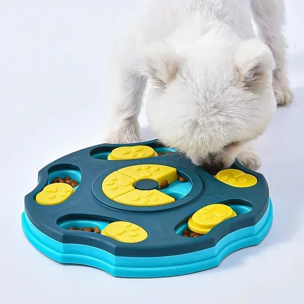 Interactive Dog Puzzle Slow Feeder Toy, IQ Training Food Dispenser Bowl for Dogs & Cats