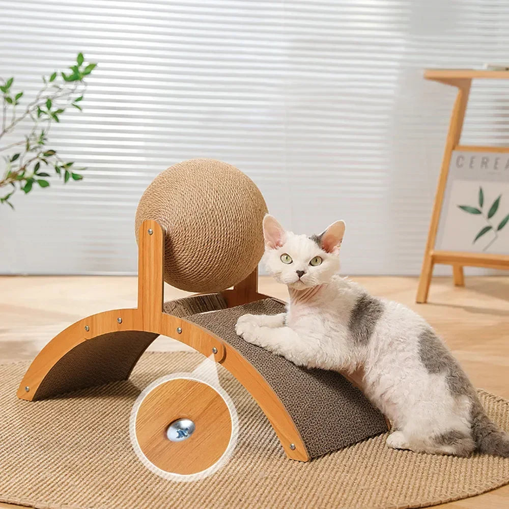 Wooden Cat Scratcher with Sisal Ball & Board