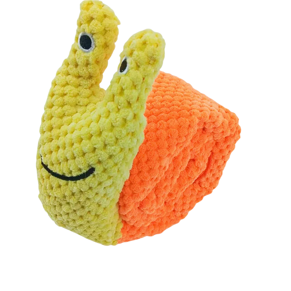 Interactive Dog Puzzle Feeder Toy, Indestructible Plush Squeaky Snail for Puppies and Dogs