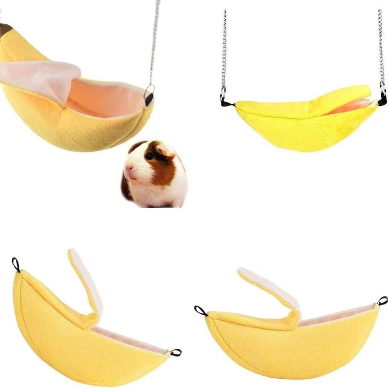 Banana-Shaped Hammock Bed for Hamsters, Sugar Gliders, Small Birds & Small Pets
