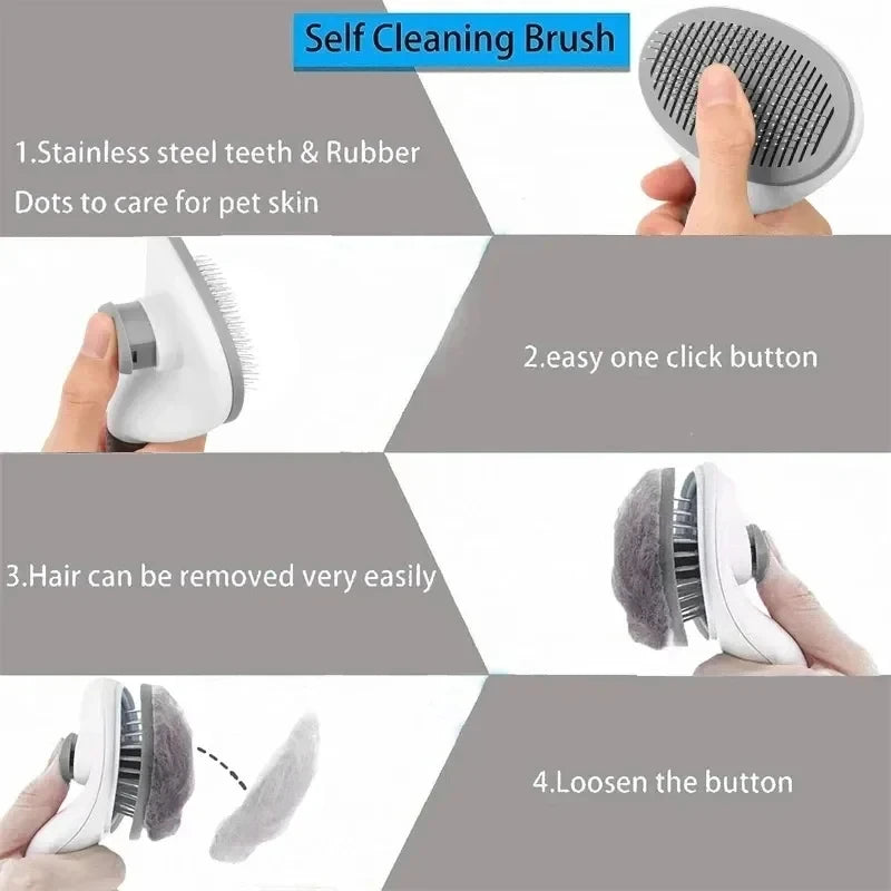 Self-Cleaning Pet Brush – Hair Remover & Grooming Comb for Dogs and Cats