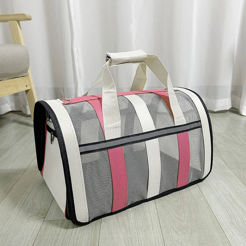 Foldable Portable Pet Carrying Handbag, Mesh Travel Cage for Small & Medium Dogs and Cats