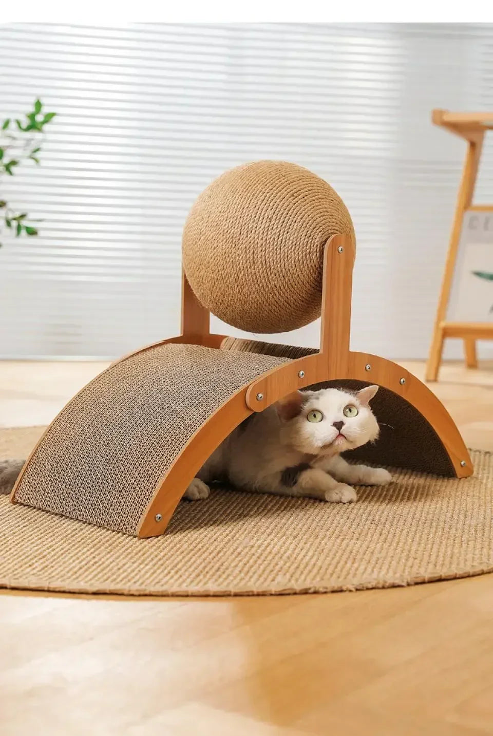 Wooden Cat Scratcher with Sisal Ball & Board