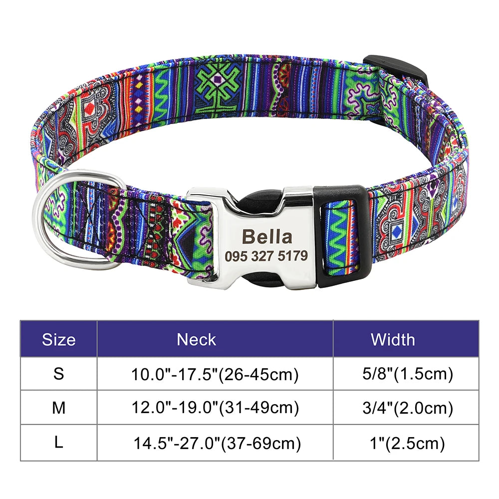 Personalized Nylon Dog Collar with Free Engraved ID Tag