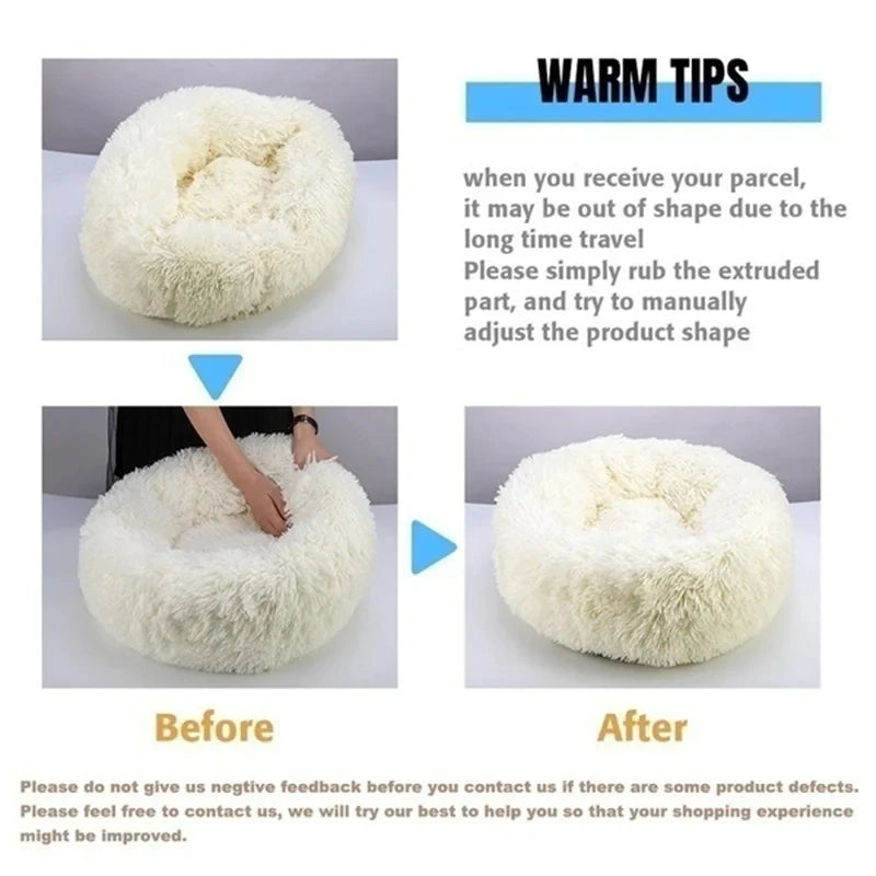 Winter Plush Round Dog & Cat Bed