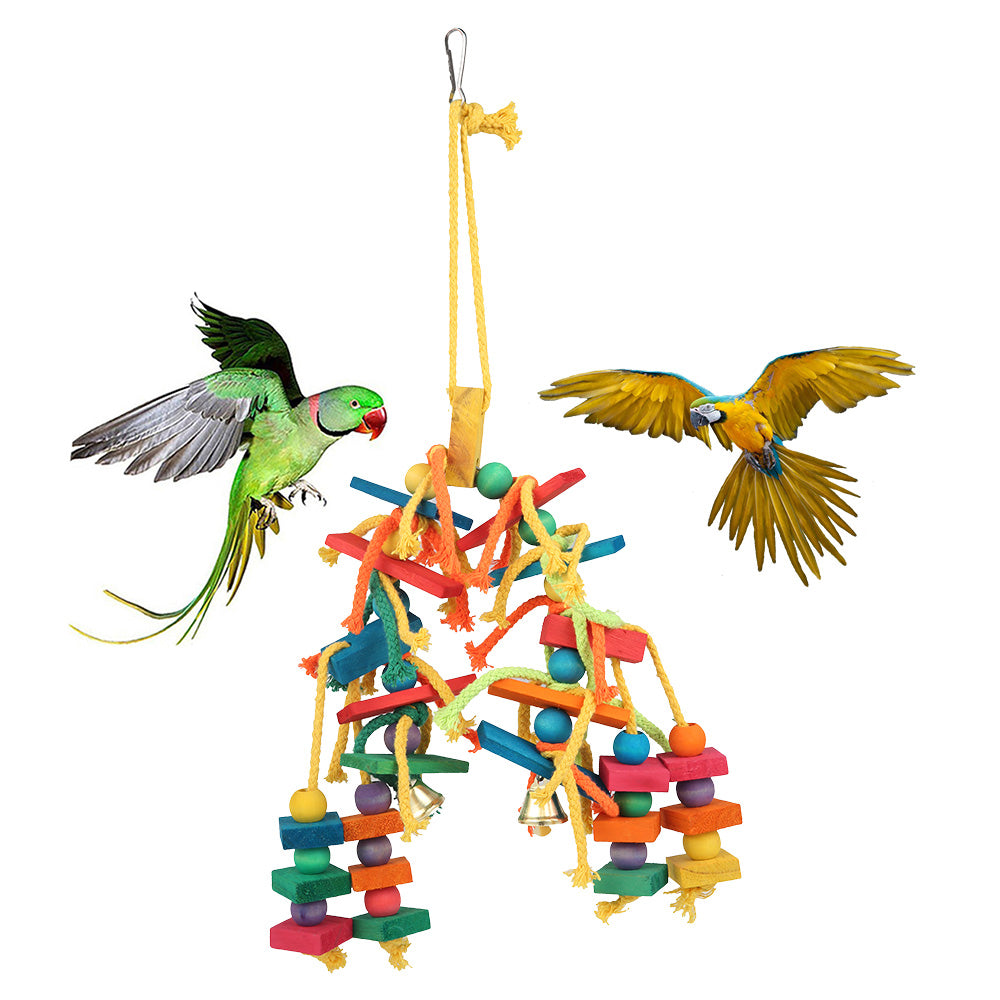 Wood & Cotton Rope Parrot Toy