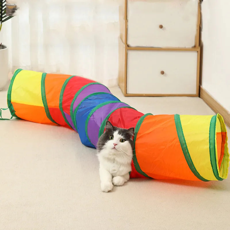 Foldable Cat Tunnel Toy, Indoor S-Type Play Tunnel with Crinkle Paper for Cats & Kittens