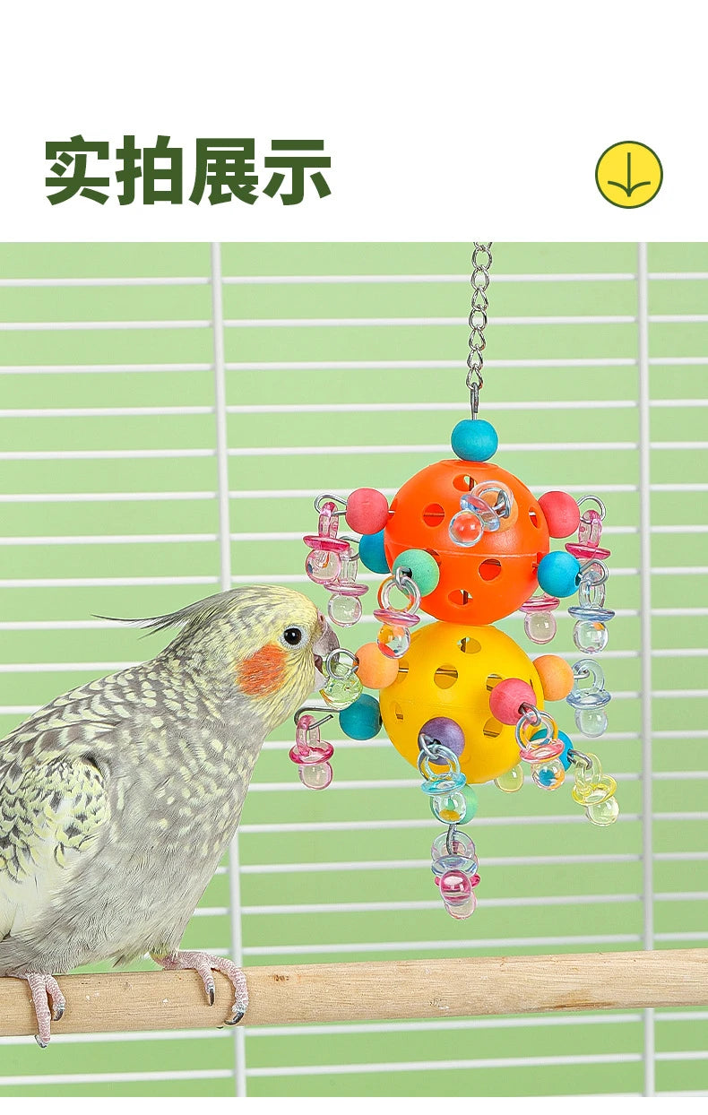 Hanging Bead Foraging Cage Decor