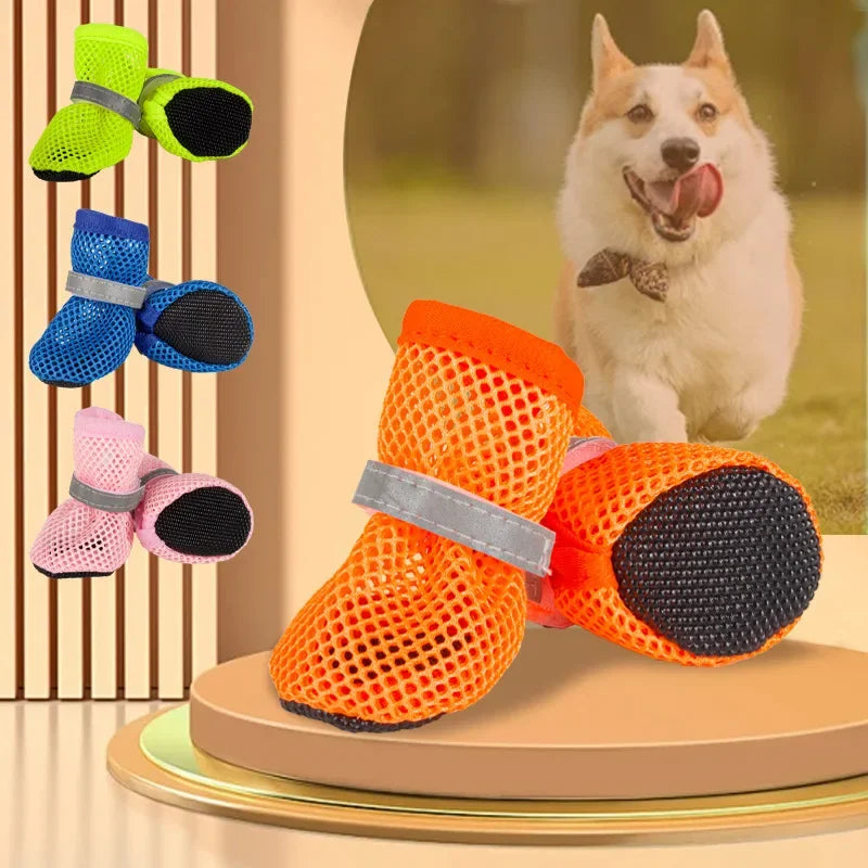 4pcs Non-Slip Breathable Dog Shoes for Small & Medium Pets