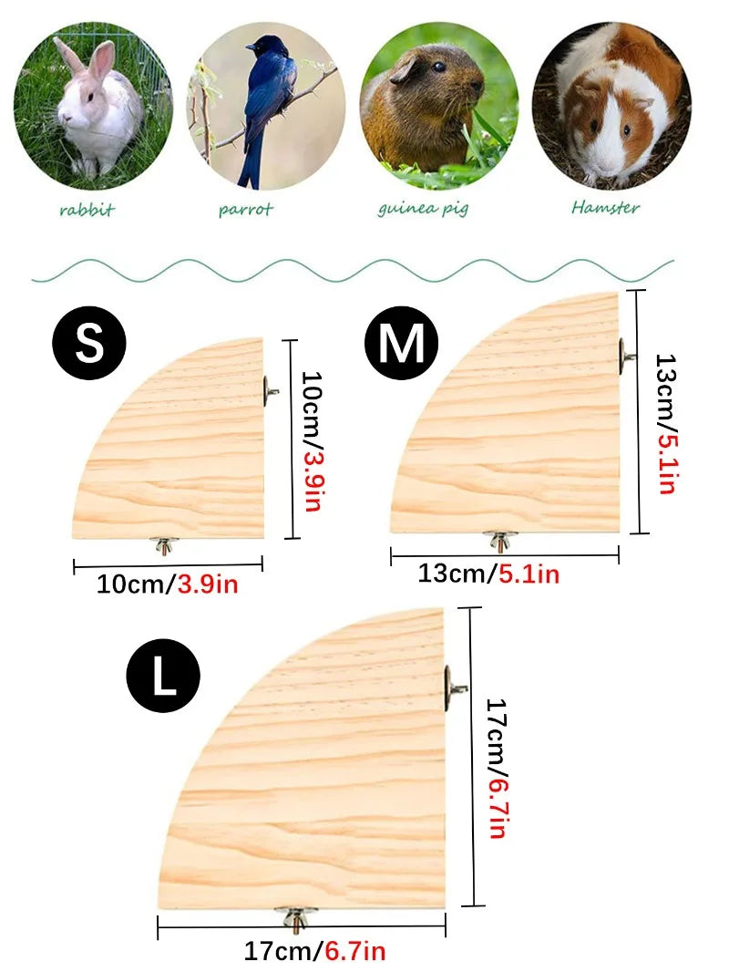 Fan-Shaped Wooden Perch Stand for Birds & Small Pets