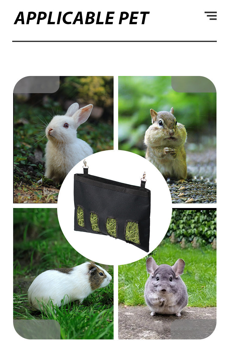 Rabbit Hay Bag Feeder Pouch Hanging Dispenser for Small Animals