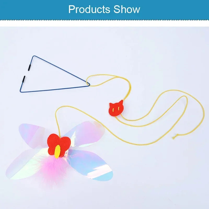 Retractable Hanging Cat Toy with Simulated Mouse, Interactive Door Teaser