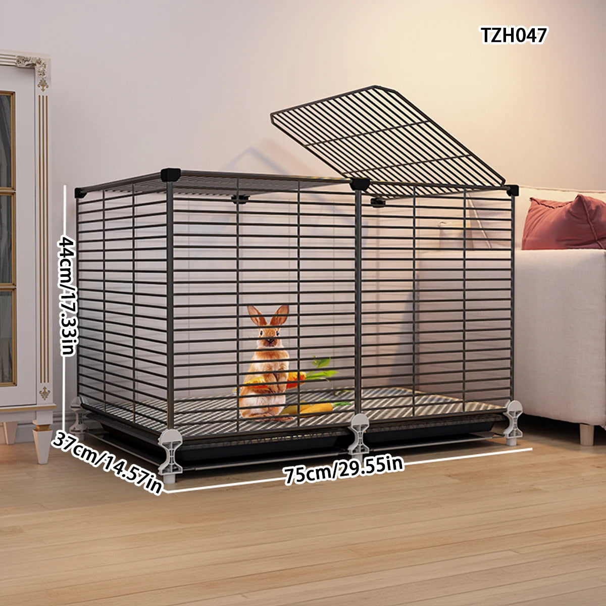 Double-Layer Extra-Large Indoor Rabbit Cage with Automatic Waste Cleaning