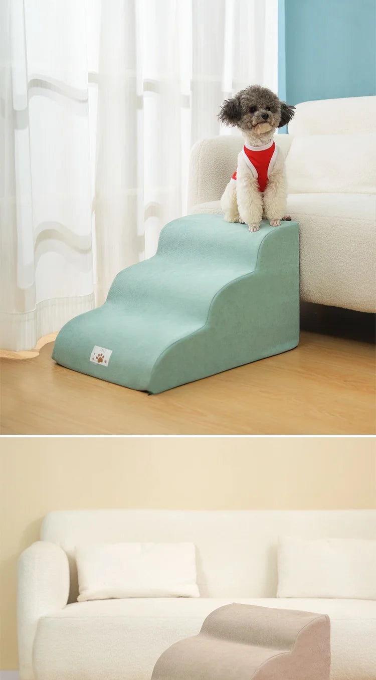 2/3 Step Memory Foam Pet Stairs with Washable Cover & Non-Slip Base