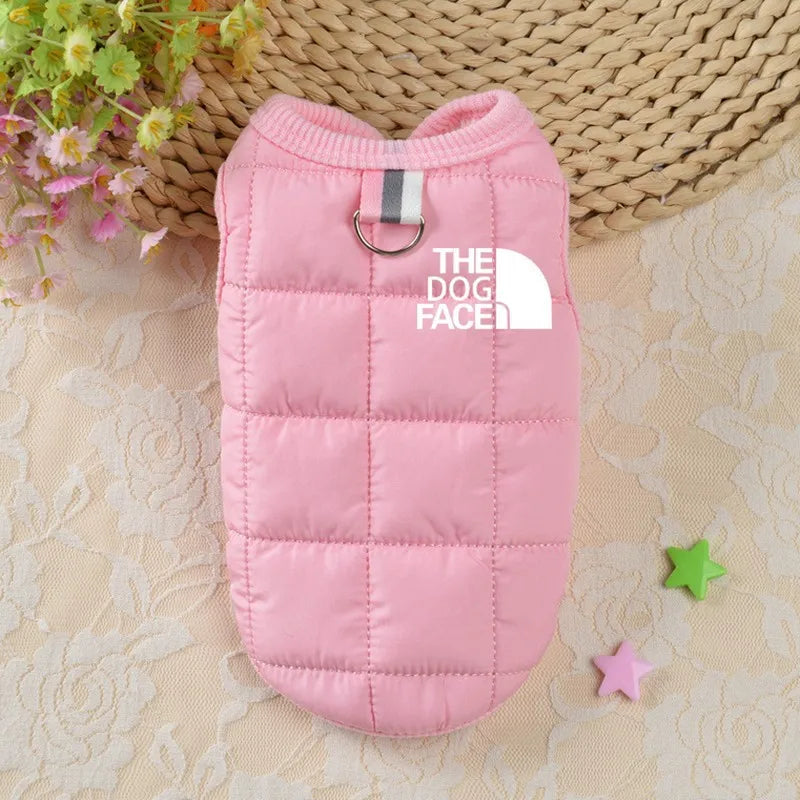 Designer Winter Dog Coat – Trendy Warm Pet Jacket with 3D Logo