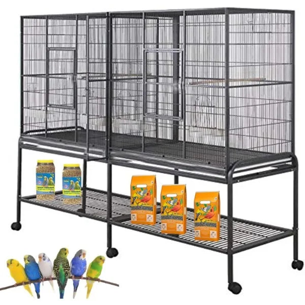 Large Double Parrot Flight Cage with Removable Center Divider