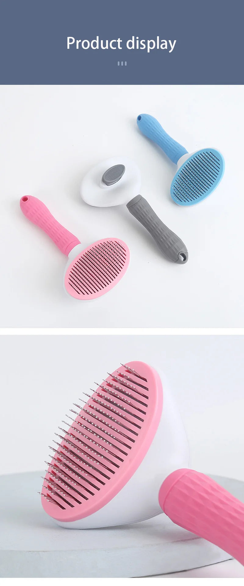 Pet Grooming Brush for Dogs & Cats, Stainless Steel Comb for Long Hair and Shedding Care