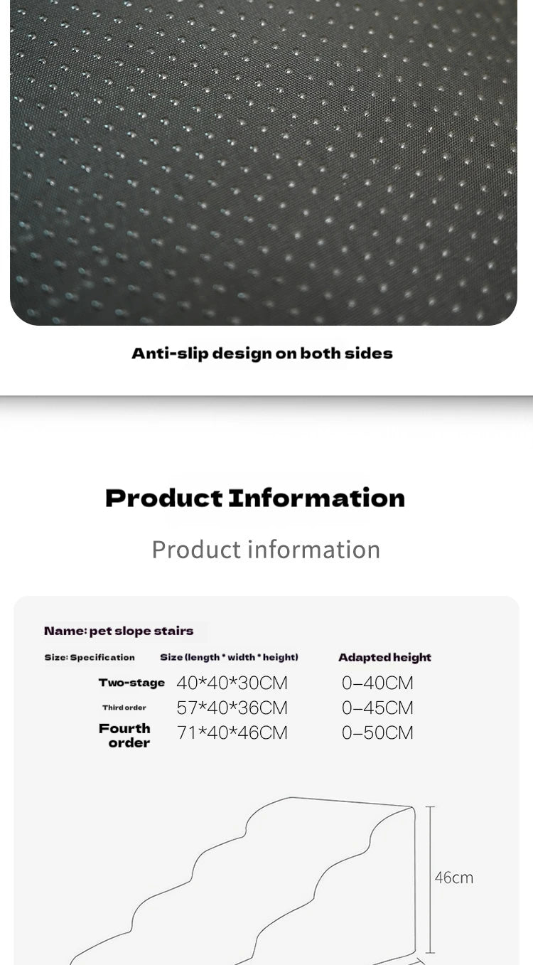 2/3 Step Memory Foam Pet Stairs with Washable Cover & Non-Slip Base