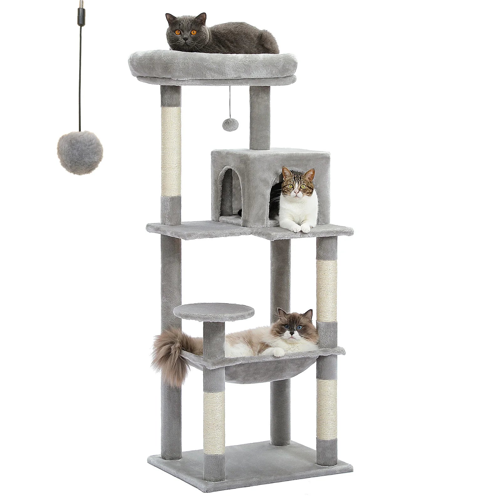 5-Level Cat Tree Tower for Large Cats with Hammock, Condo & Scratching Posts