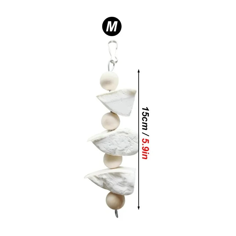 Cuttlefish Bone Hanging Chew Toy — Calcium Supplement & Beak Care for Birds & Small Pets