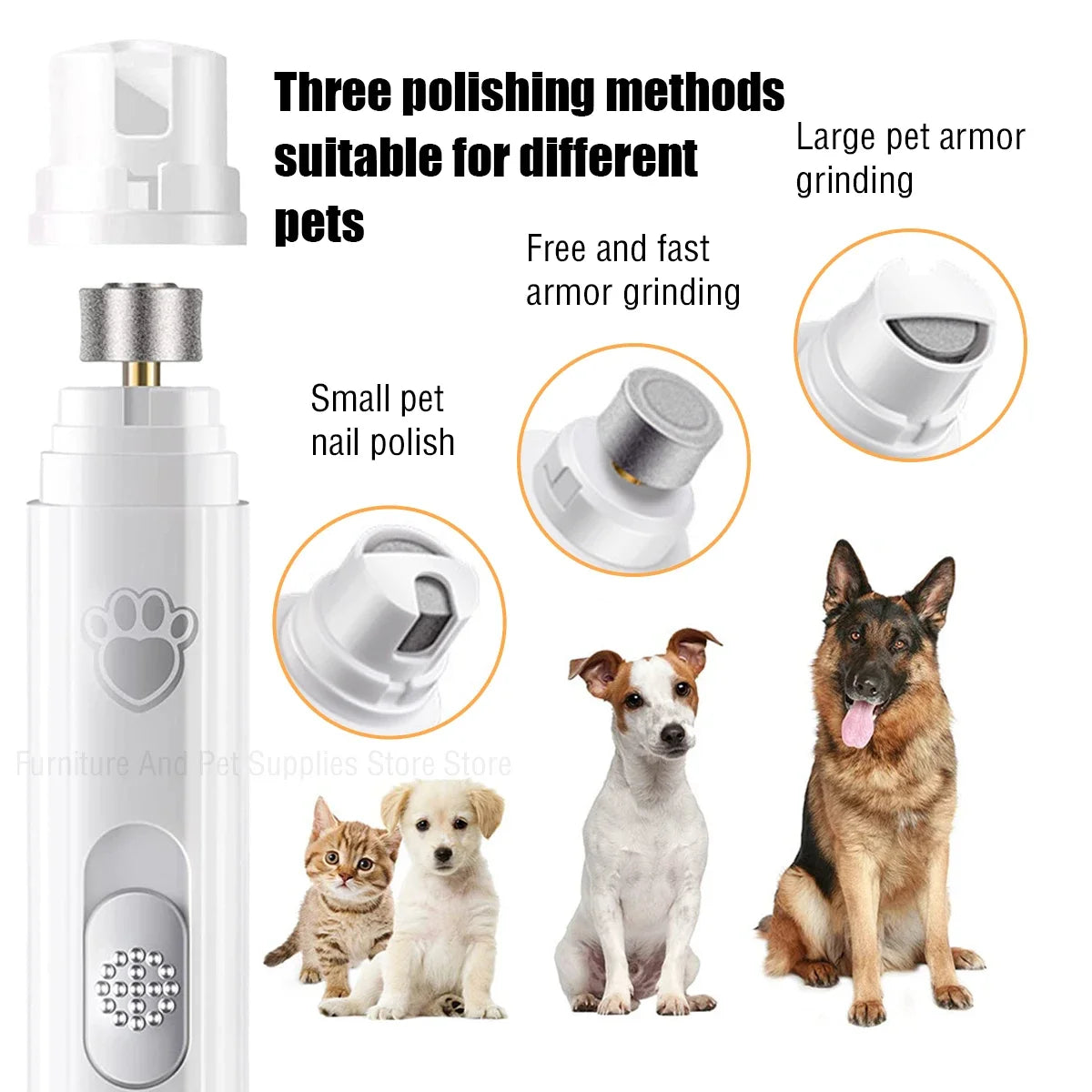 USB Rechargeable Pet Nail Clipper with Polisher Wheel