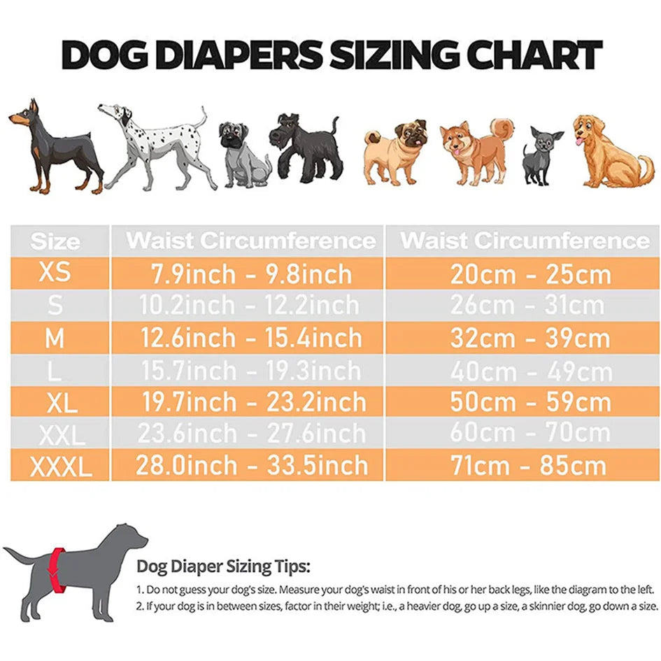 Female Dog Washable Diaper Pants with 8 Sanitary Pads, Anti-Harass Physiological Nappies