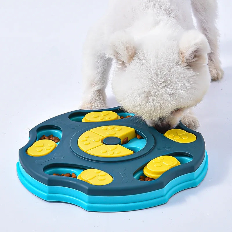 Interactive Dog Puzzle Slow Feeder Toy, IQ Training Food Dispenser Bowl for Dogs & Cats
