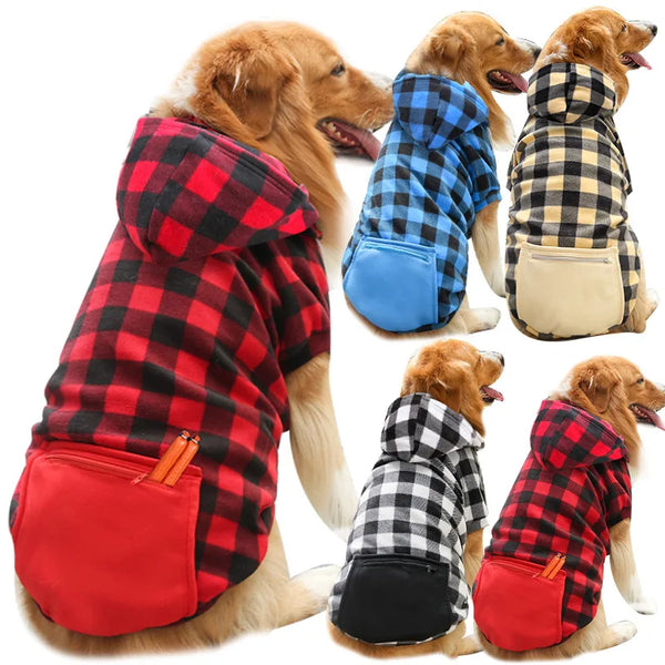 Reversible Plaid Dog Winter Coat, Warm Pet Jacket for Small, Medium & Large Dogs