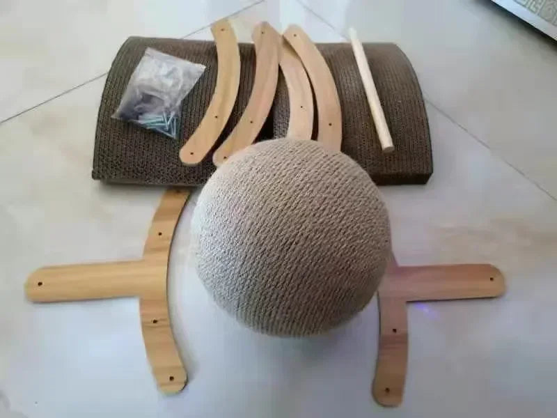 Wooden Cat Scratcher with Sisal Ball & Board