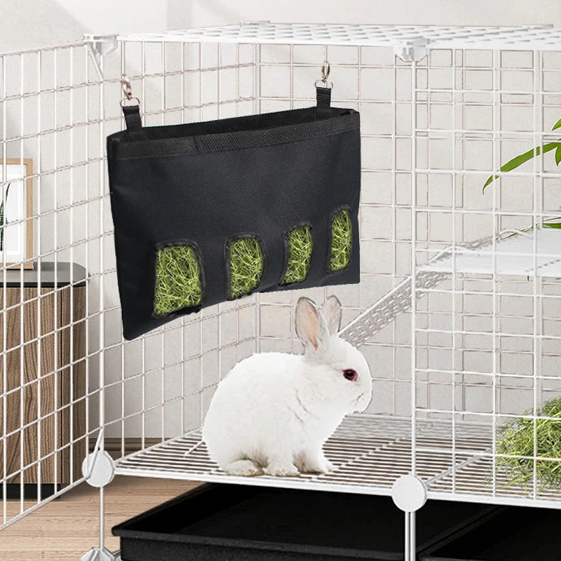 Rabbit Hay Bag Feeder Pouch Hanging Dispenser for Small Animals