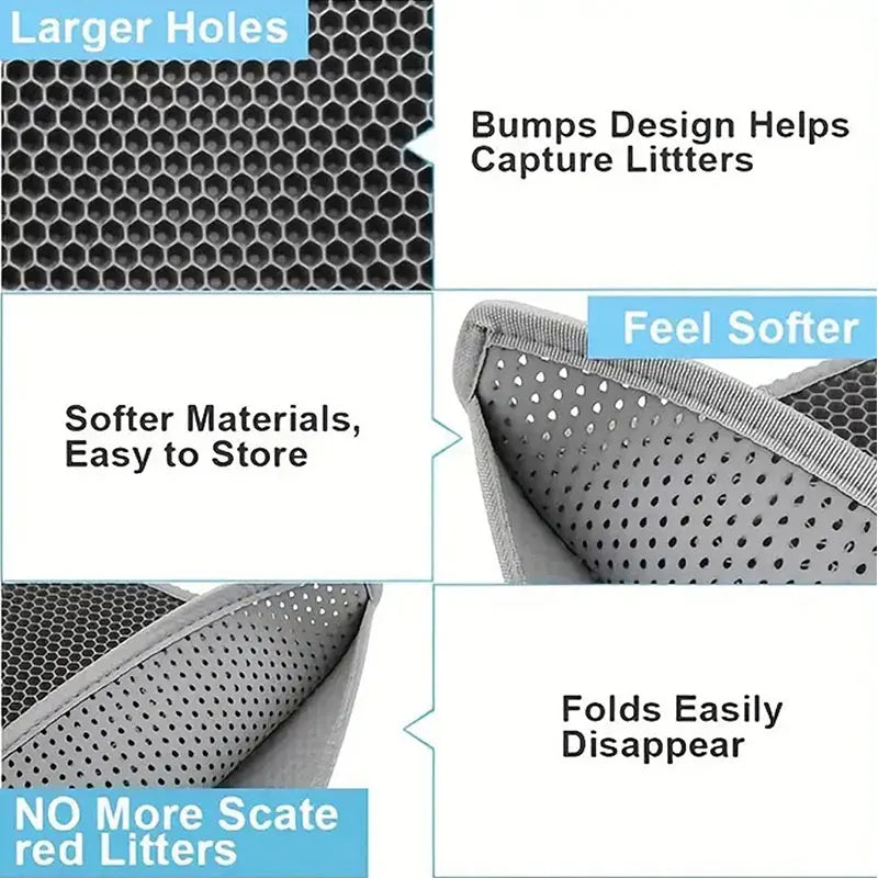 Waterproof Double-Layer Cat Litter Mat – Non-Slip, Easy-Clean Litter Trapping Pad for Cats