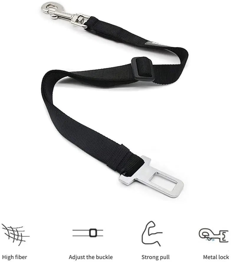 Adjustable Pet Car Seat Belt, Safety Harness Lead Clip for Dogs & Cats