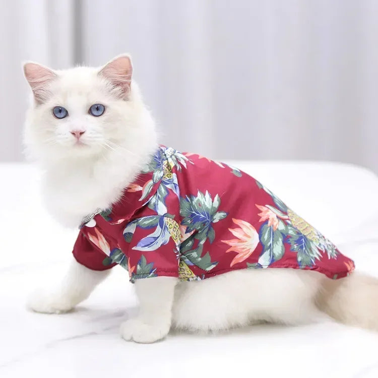 Hawaiian Style Summer Dog Shirt, Beachwear for Small & Medium Dogs, Puppies, and Cats