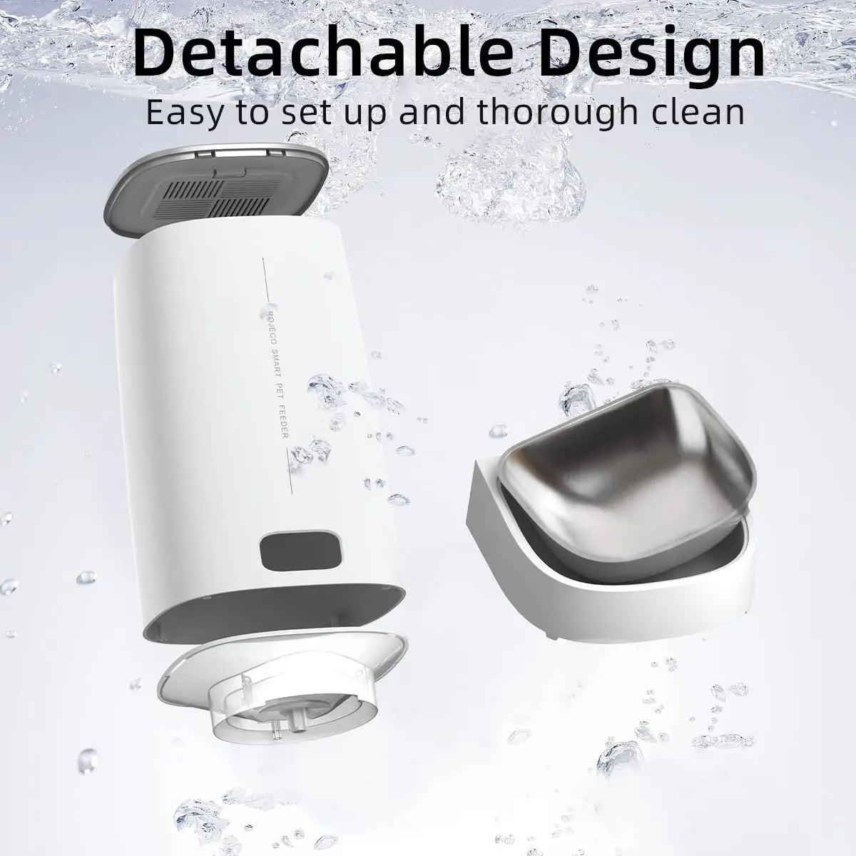 ROJECO Automatic Smart WiFi Pet Feeder, Remote-Controlled Cat & Dog Food Dispenser