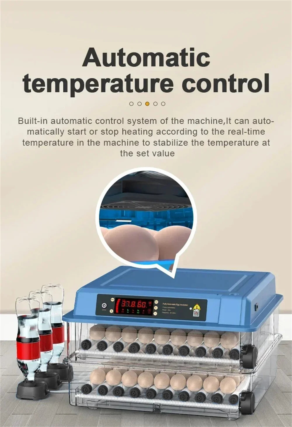 12/15/24 Egg Automatic Poultry Incubator with Waterbed & Temperature Control