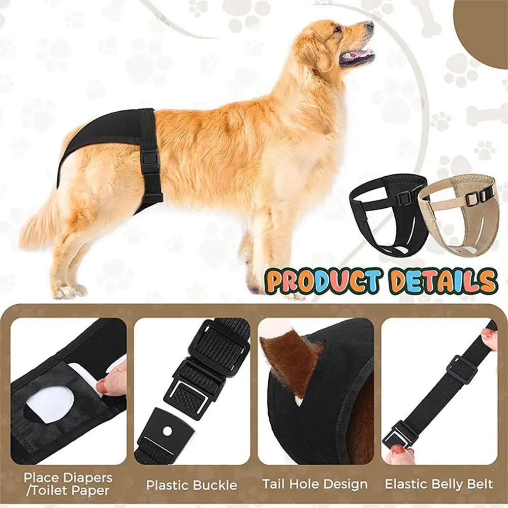 Adjustable Dog Sanitary Pants with 3 Diapers – for Female Dogs