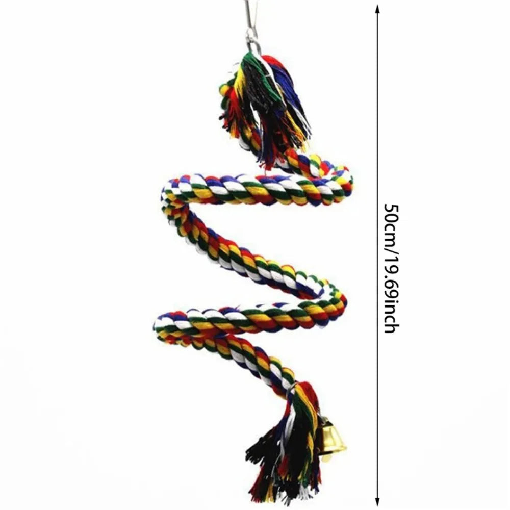 Wicker Rope Hanging Parrot Toy — Chew & Swing Cage Accessory for Small Birds
