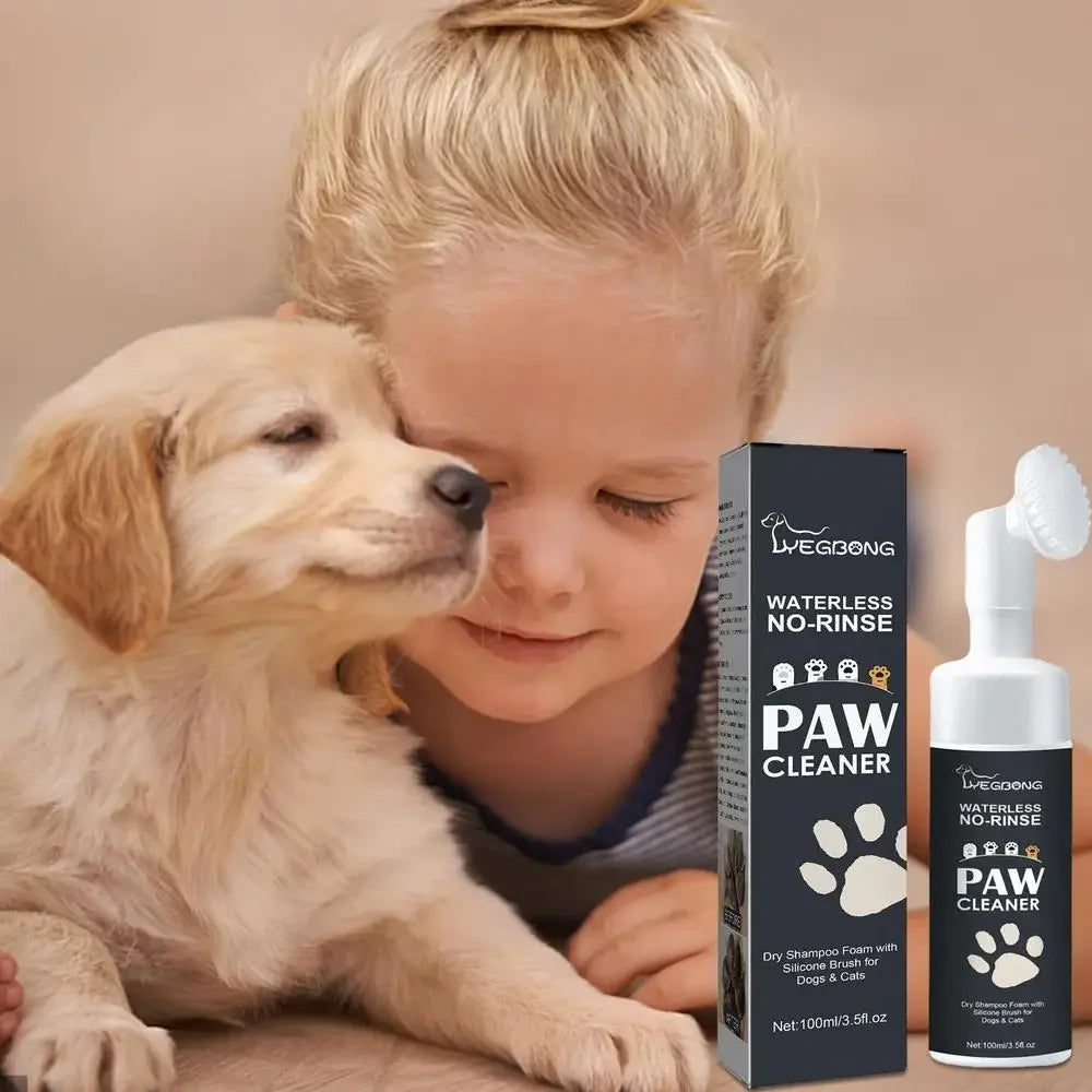 Pet Paw Cleaner Foam – Waterless Dog & Cat Paw Shampoo with Brush
