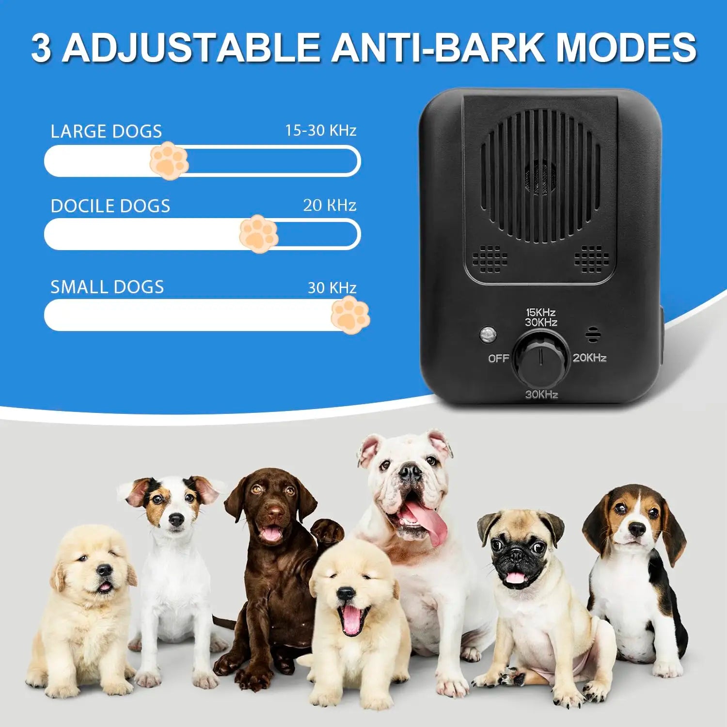 Rechargeable Ultrasonic Anti-Barking Device with 3 Modes for Indoor & Outdoor Use