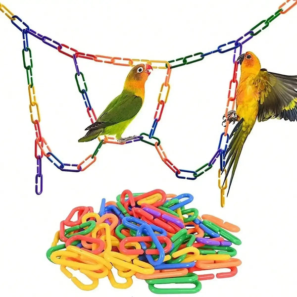 Colorful Plastic Bird Chain Links – DIY Cage Toy Hooks for Parrots