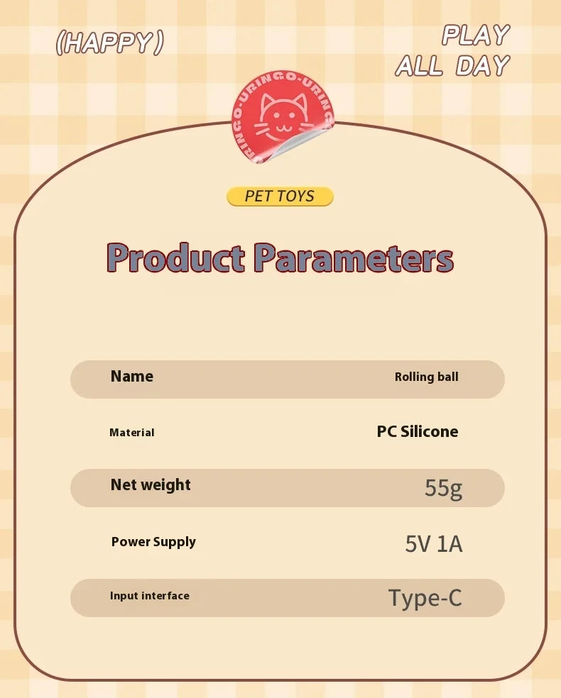 Rechargeable Smart Rolling Pet Toy Ball