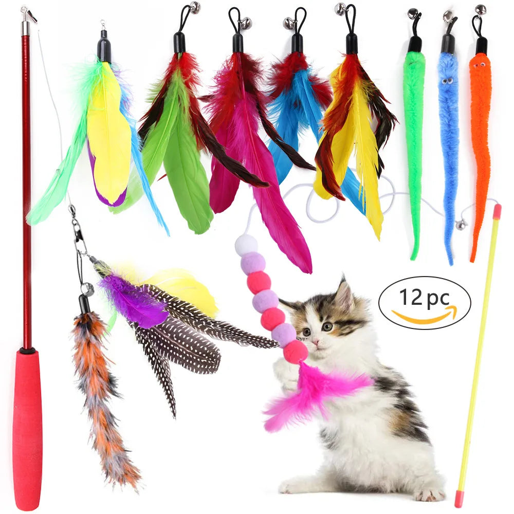 Cat Toy Variety Set with Teaser Sticks, Mice & Balls