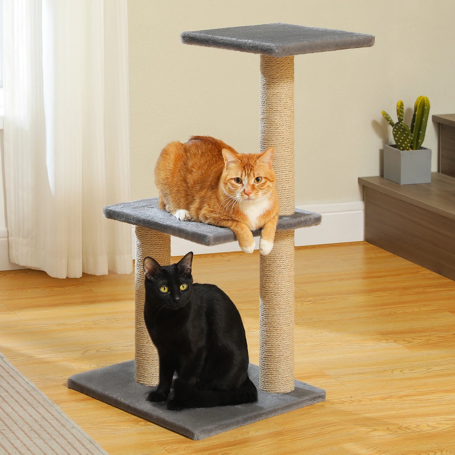 Cat Tree Tower with Scratching Posts, Hammock & Removable Top Perch