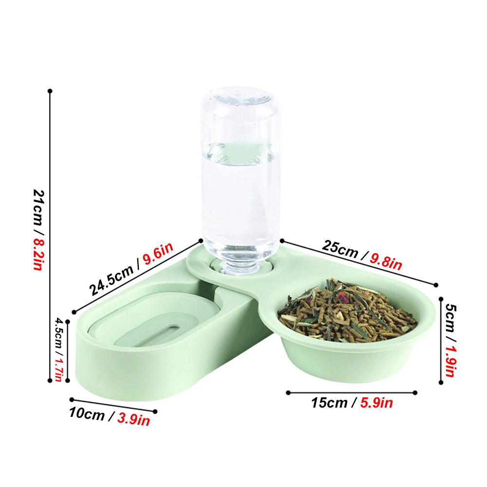 All-in-One Raised Food Bowl & Water Dispenser for Small Pets