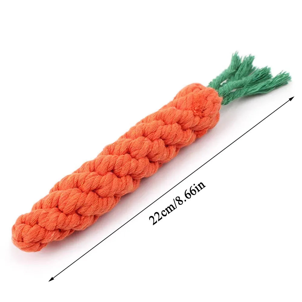 Carrot Rope Dog Chew Toy, Durable Braided Cotton Bite Toy for Puppies & Dogs
